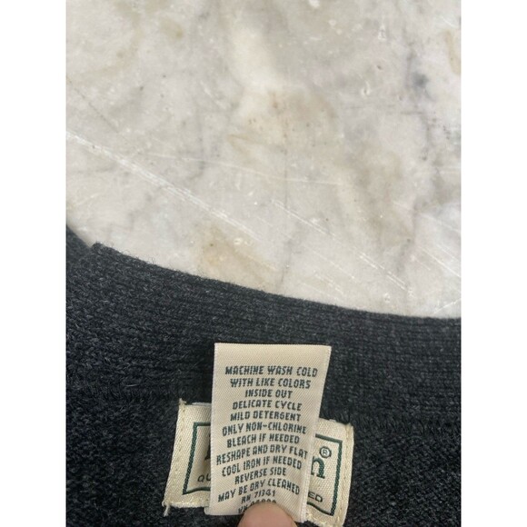 Vintage LL Bean Cardigan Sweater Men’s L Lambswool Braided Leather Buttons - Picture 11 of 11